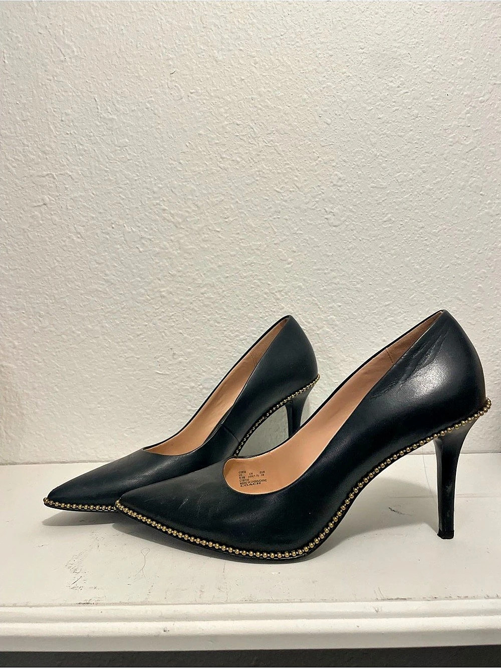 Coach Samantha Leather Pump Black Studded Heels